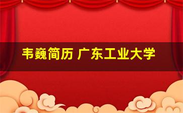 韦巍简历 广东工业大学